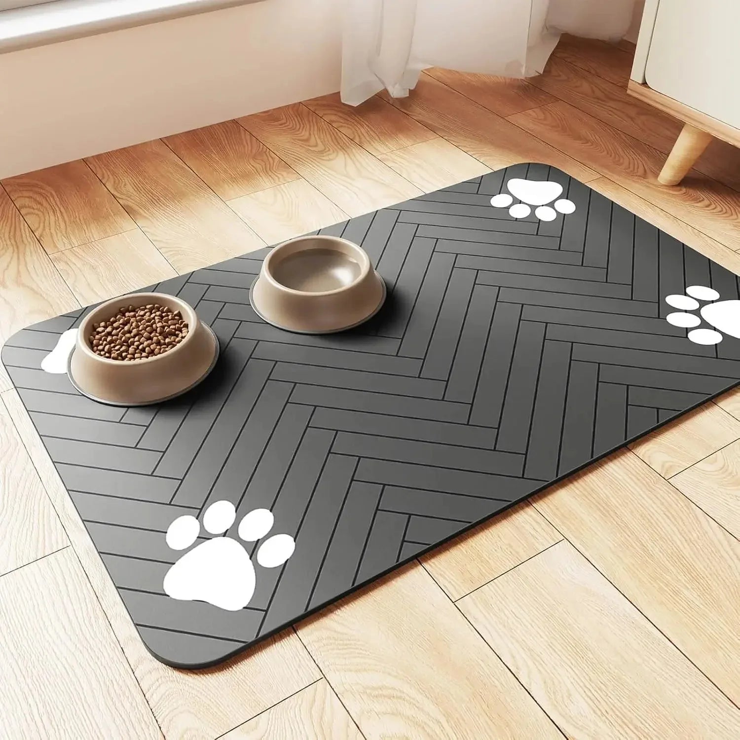 Non-Slip Pet Feeding Mat - Waterproof Food & Water Bowl Mat for Dogs & Cats