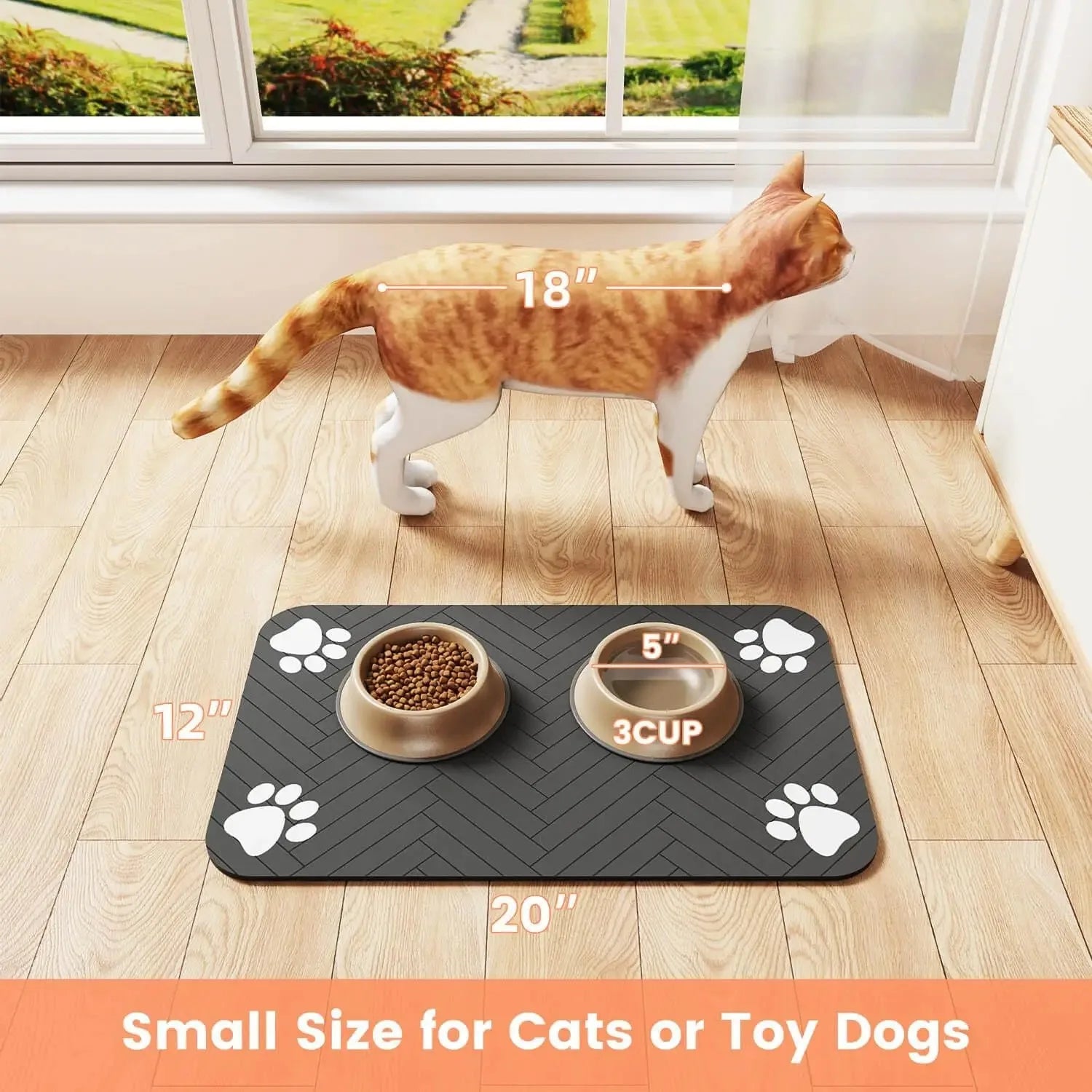 Non-Slip Pet Feeding Mat - Waterproof Food & Water Bowl Mat for Dogs & Cats