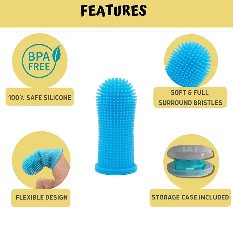Silicone Finger Pet Toothbrush - 360° Dental Care Toothbrush for Dogs & Cats