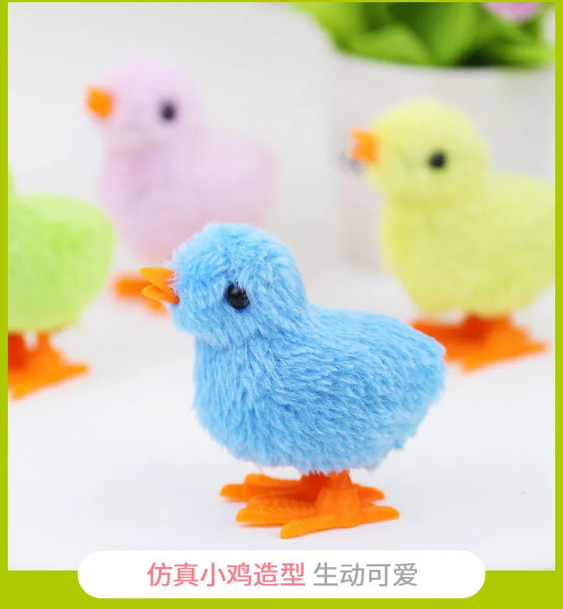 Wind-Up Jumping Chick Toy - Cute Fluffy Baby Chick for Cats & Kids