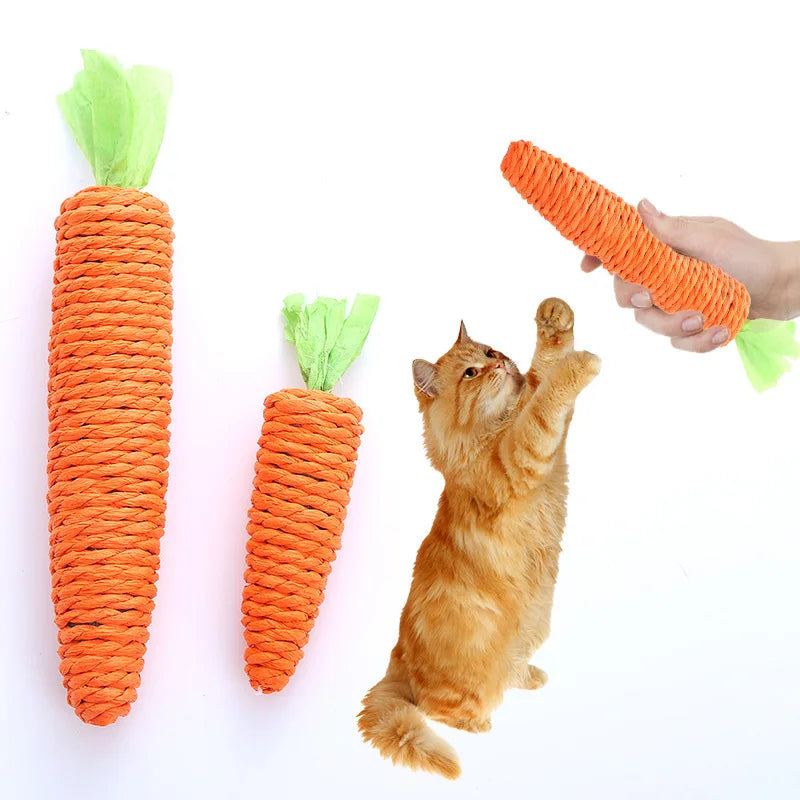 Carrot Cat Chew Toy - Interactive Wood & Paper Scratching Toy for Cat