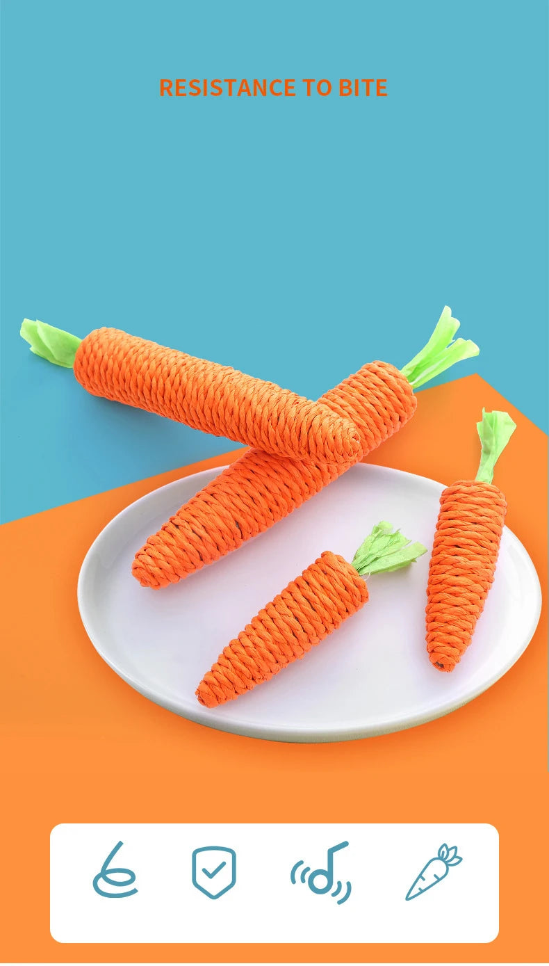 Carrot Cat Chew Toy - Interactive Wood & Paper Scratching Toy for Cat