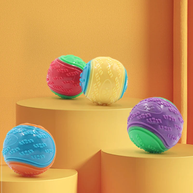 Interactive Dog Toy Ball Set - Squeaky TPR Chew Toys for Teeth Cleaning