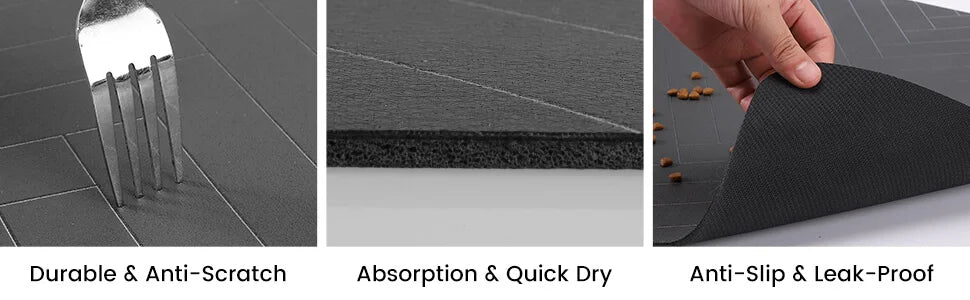 Non-Slip Pet Feeding Mat - Waterproof Food & Water Bowl Mat for Dogs & Cats
