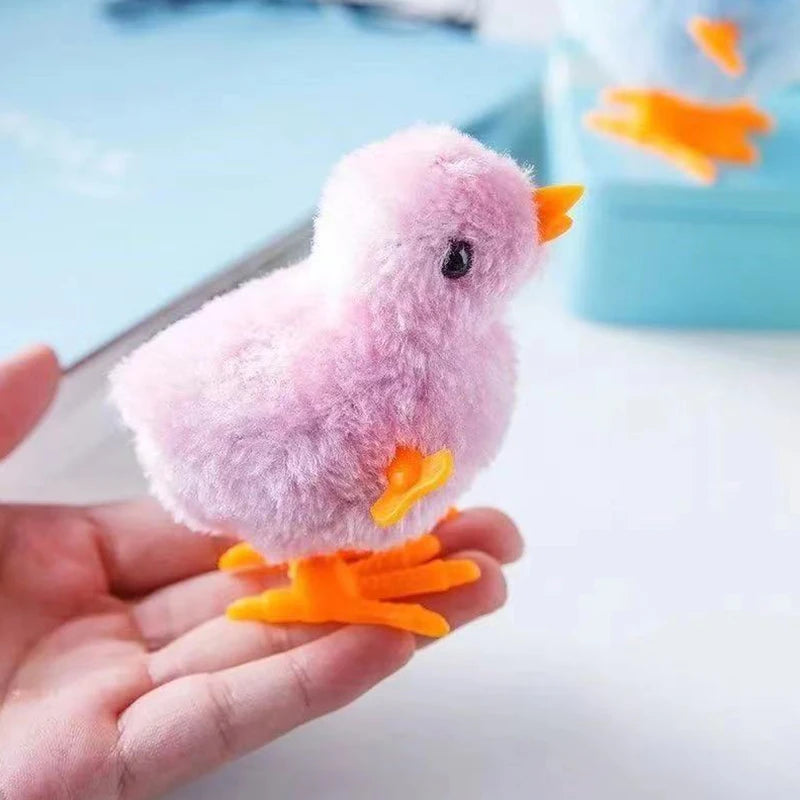 Wind-Up Jumping Chick Toy - Cute Fluffy Baby Chick for Cats & Kids