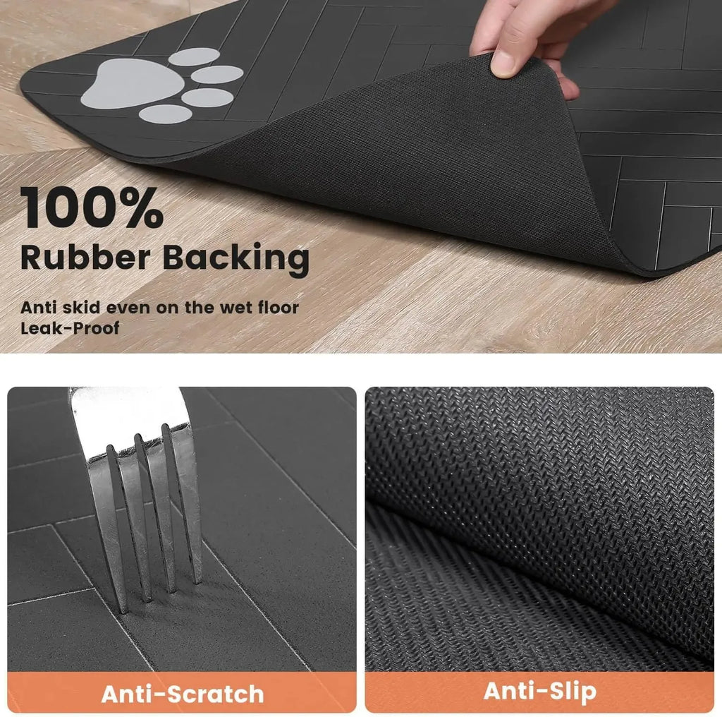 Non-Slip Pet Feeding Mat - Waterproof Food & Water Bowl Mat for Dogs & Cats