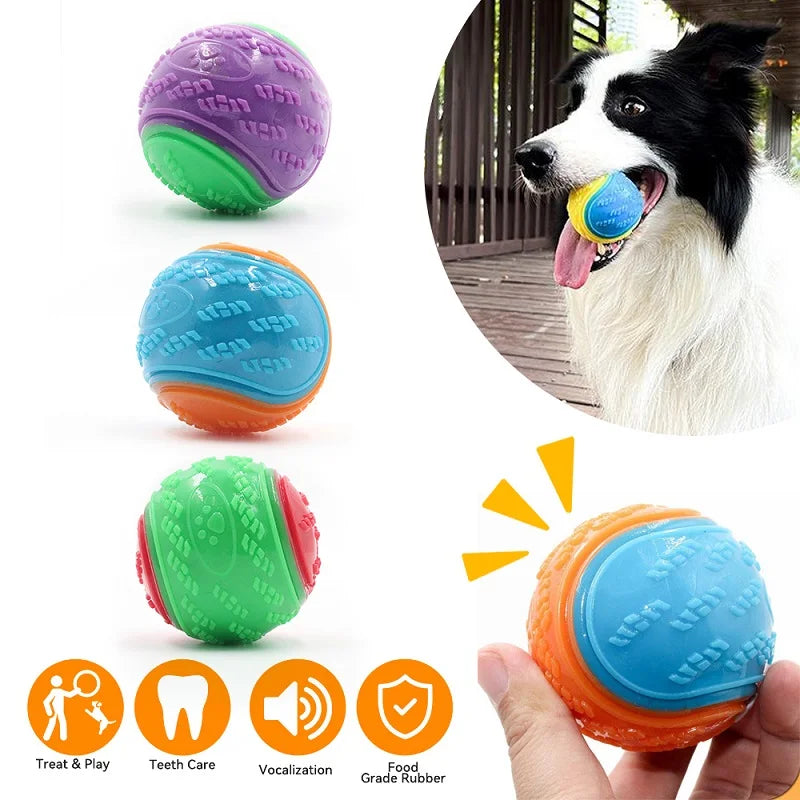 Interactive Dog Toy Ball Set - Squeaky TPR Chew Toys for Teeth Cleaning