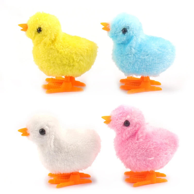 Wind-Up Jumping Chick Toy - Cute Fluffy Baby Chick for Cats & Kids