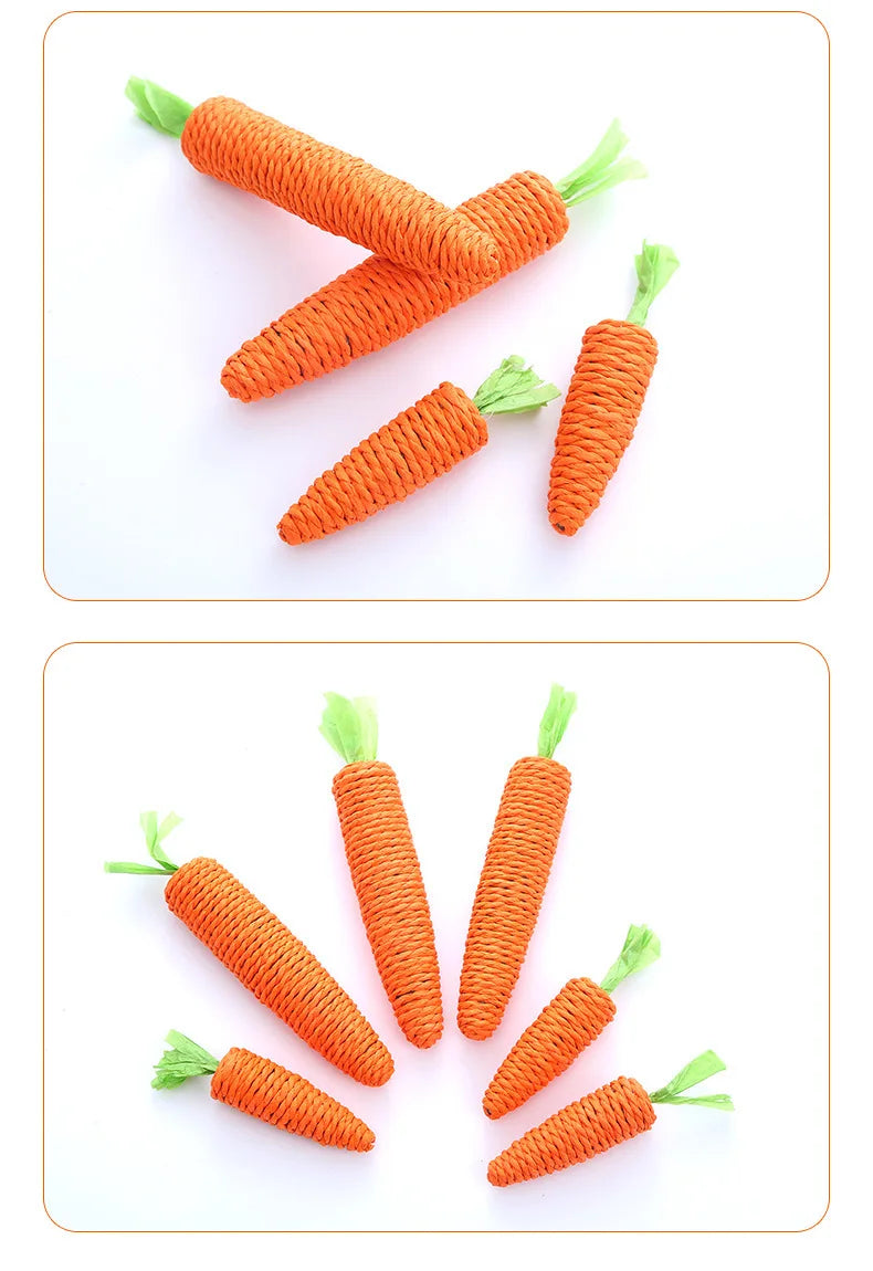 Carrot Cat Chew Toy - Interactive Wood & Paper Scratching Toy for Cat