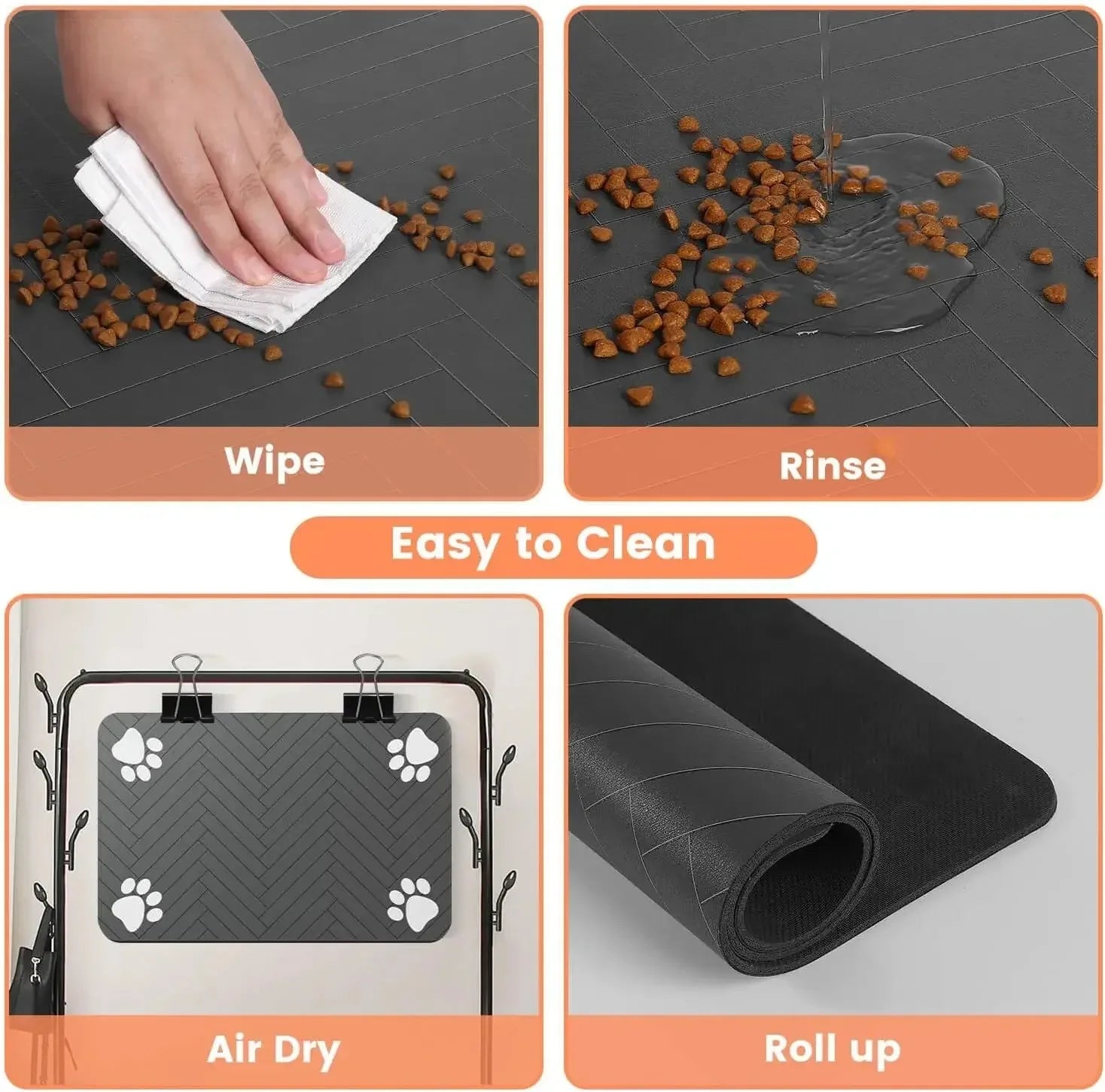 Non-Slip Pet Feeding Mat - Waterproof Food & Water Bowl Mat for Dogs & Cats