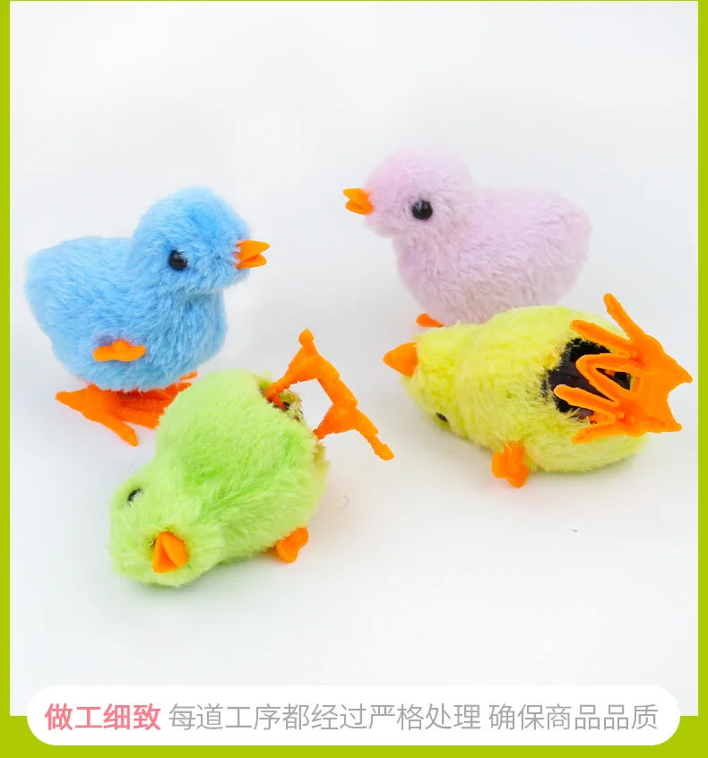 Wind-Up Jumping Chick Toy - Cute Fluffy Baby Chick for Cats & Kids
