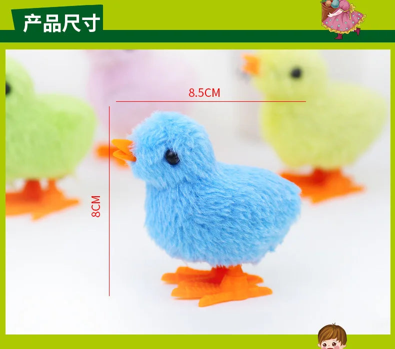 Wind-Up Jumping Chick Toy - Cute Fluffy Baby Chick for Cats & Kids