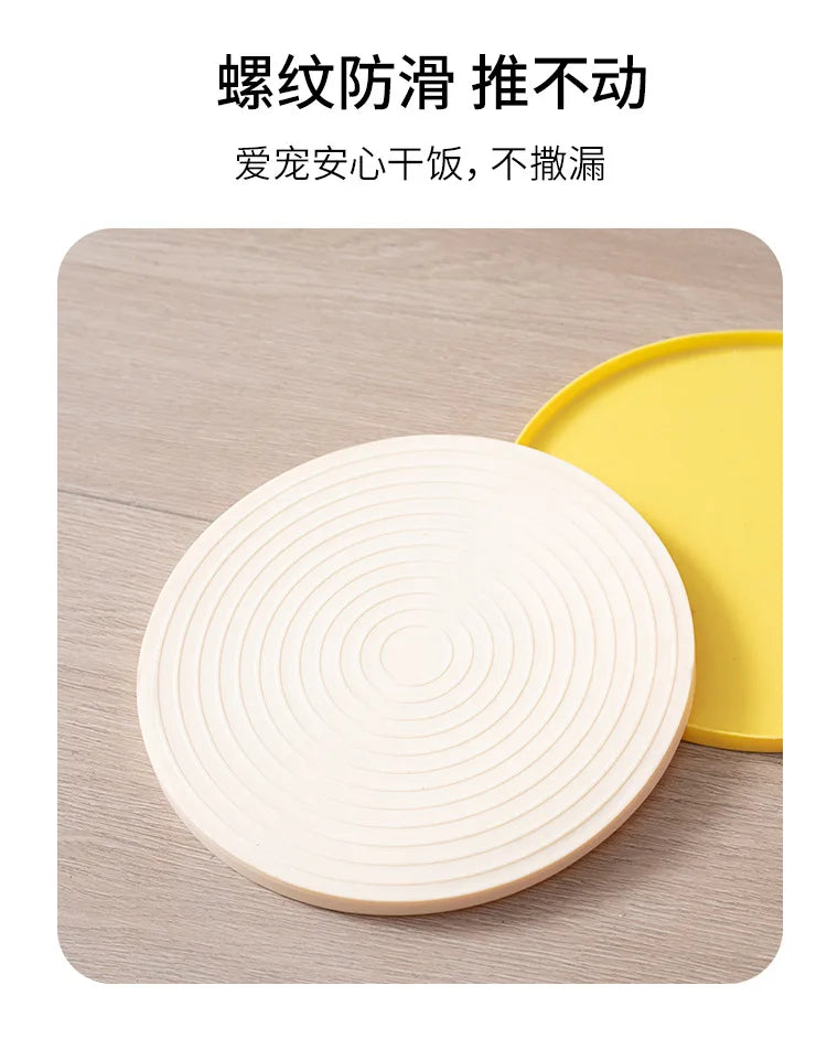 Round Pet Placemat - Non-Slip Rubber Bowl Mat for Dogs & Cats
