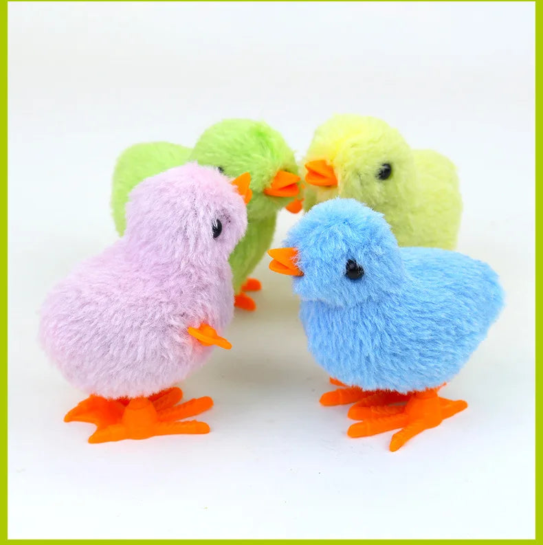 Wind-Up Jumping Chick Toy - Cute Fluffy Baby Chick for Cats & Kids