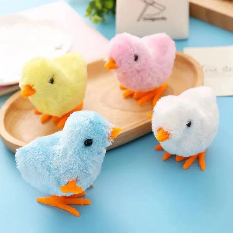 Wind-Up Jumping Chick Toy - Cute Fluffy Baby Chick for Cats & Kids