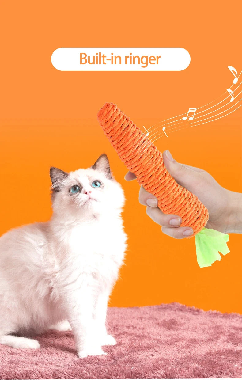 Carrot Cat Chew Toy - Interactive Wood & Paper Scratching Toy for Cat