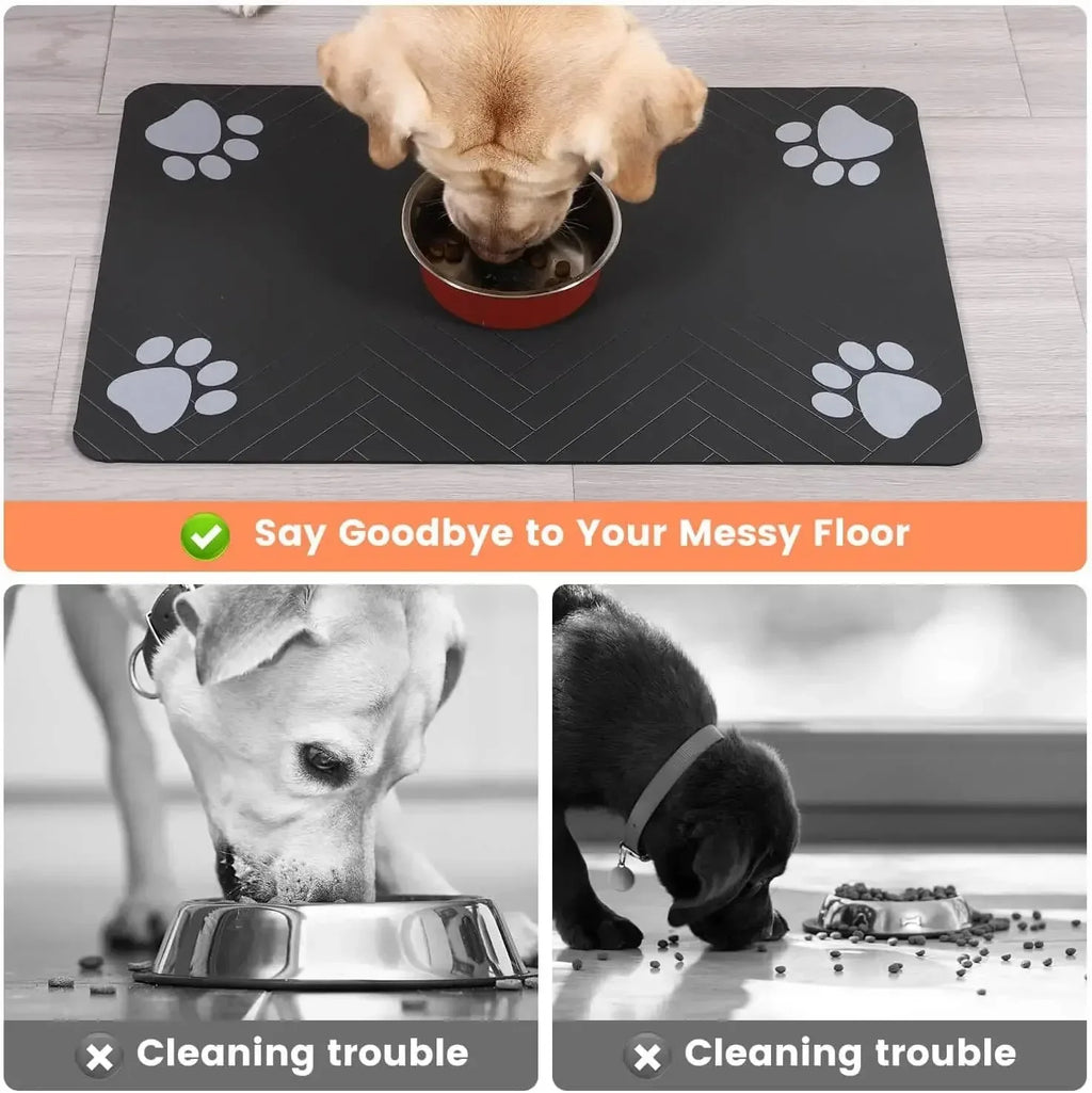 Non-Slip Pet Feeding Mat - Waterproof Food & Water Bowl Mat for Dogs & Cats
