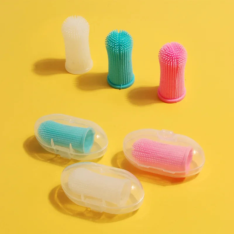 Silicone Finger Pet Toothbrush - 360° Dental Care Toothbrush for Dogs & Cats