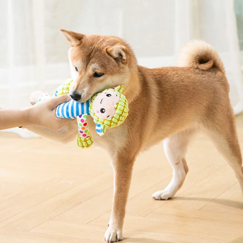 Cute Character Plush Squeaky Dog Toy - Soft Stuffed Animal Toy for Dogs