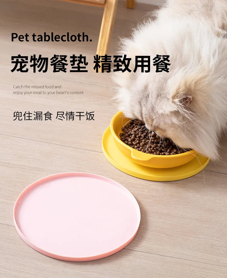 Round Pet Placemat - Non-Slip Rubber Bowl Mat for Dogs & Cats