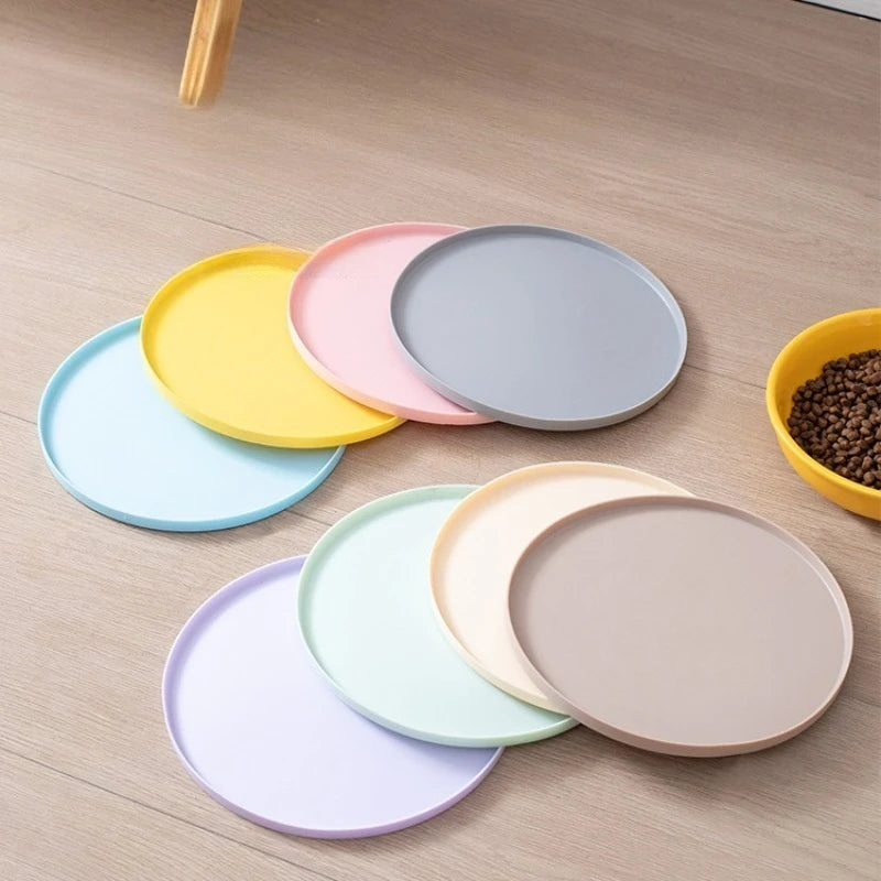 Round Pet Placemat - Non-Slip Rubber Bowl Mat for Dogs & Cats