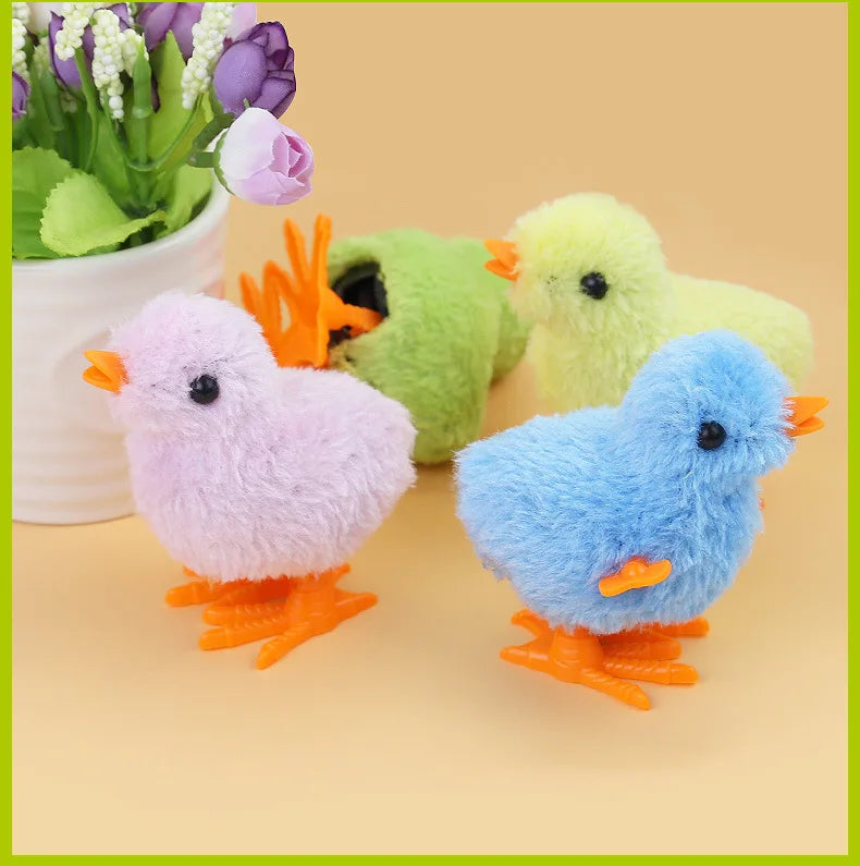 Wind-Up Jumping Chick Toy - Cute Fluffy Baby Chick for Cats & Kids