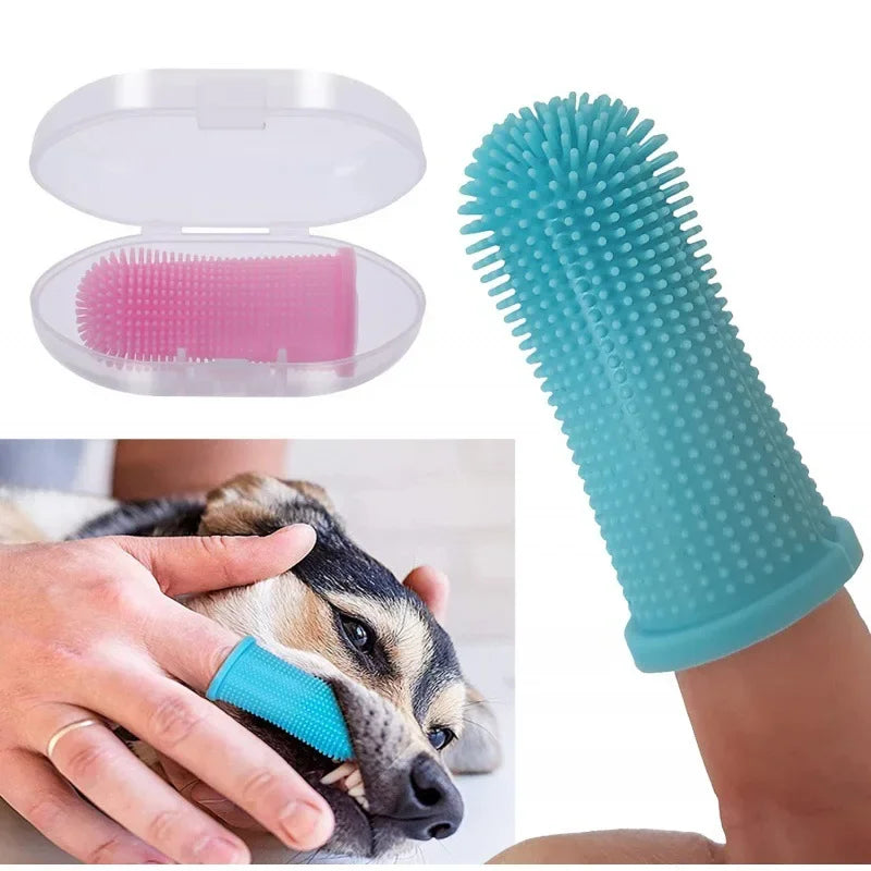 Silicone Finger Pet Toothbrush - 360° Dental Care Toothbrush for Dogs & Cats