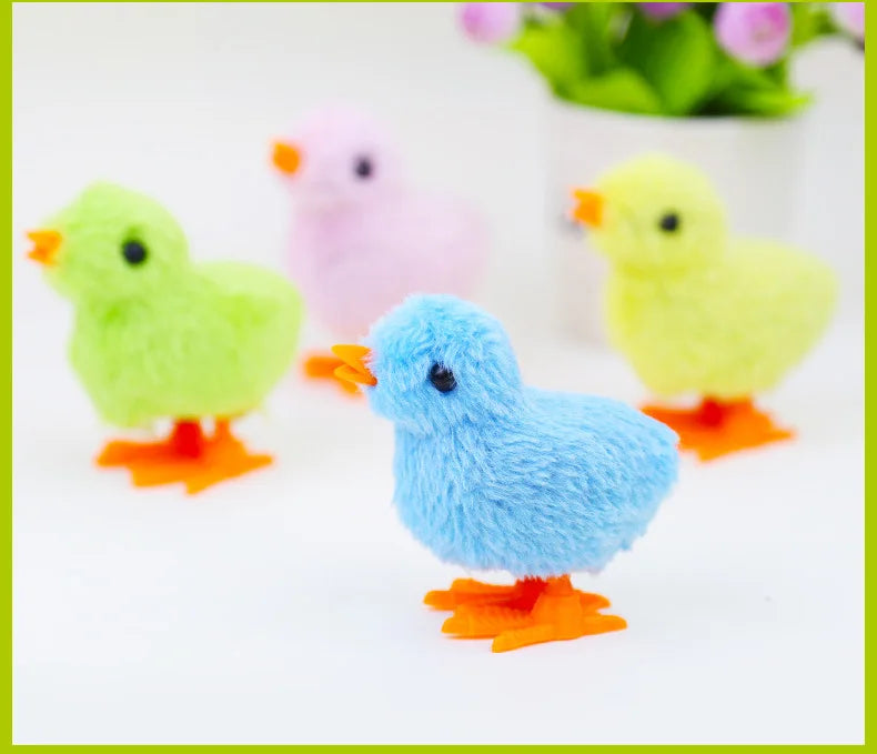 Wind-Up Jumping Chick Toy - Cute Fluffy Baby Chick for Cats & Kids