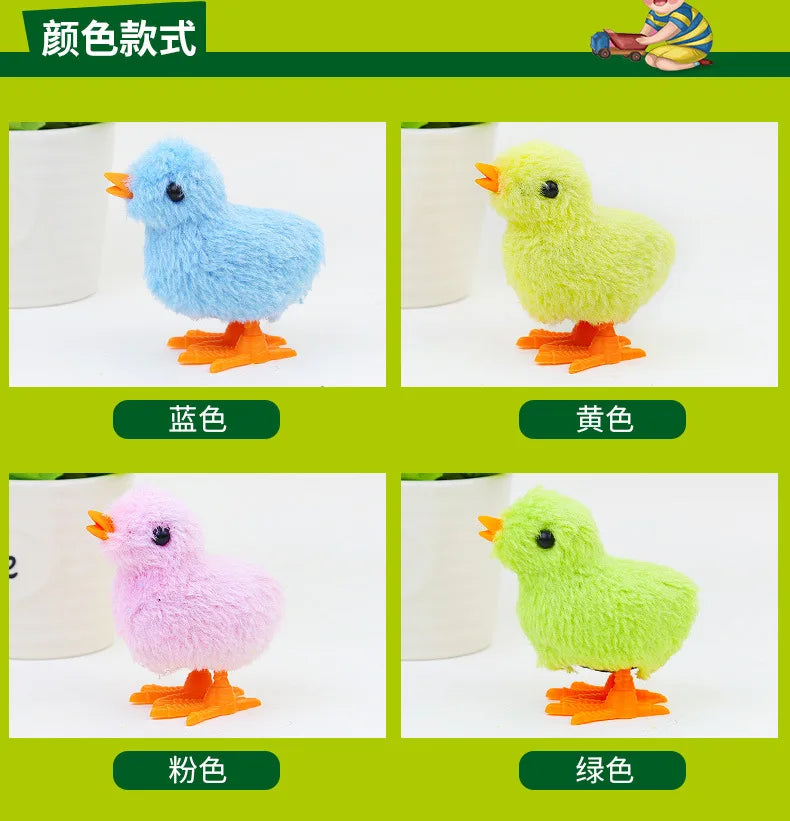 Wind-Up Jumping Chick Toy - Cute Fluffy Baby Chick for Cats & Kids