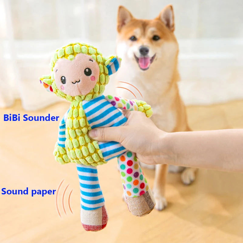 Cute Character Plush Squeaky Dog Toy - Soft Stuffed Animal Toy for Dogs