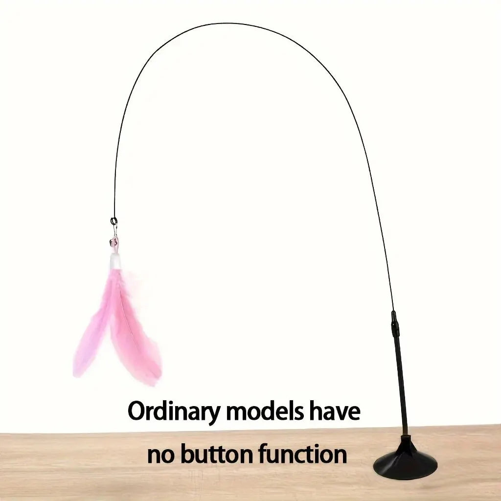 Interactive Cat Feather Wand Toy - Teaser Stick with Suction Cup Base