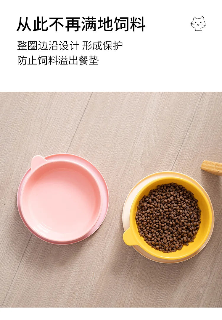 Round Pet Placemat - Non-Slip Rubber Bowl Mat for Dogs & Cats
