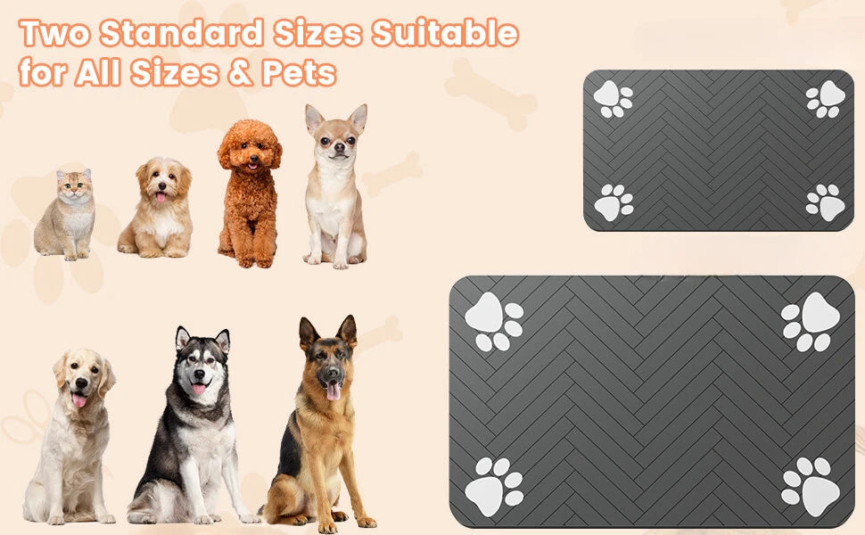 Non-Slip Pet Feeding Mat - Waterproof Food & Water Bowl Mat for Dogs & Cats