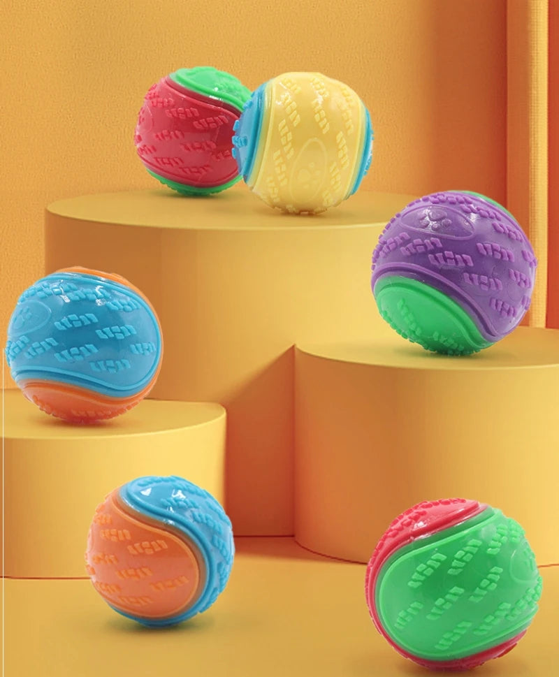 Interactive Dog Toy Ball Set - Squeaky TPR Chew Toys for Teeth Cleaning