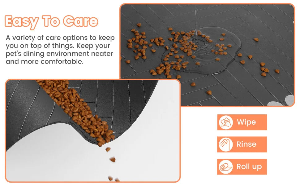 Non-Slip Pet Feeding Mat - Waterproof Food & Water Bowl Mat for Dogs & Cats