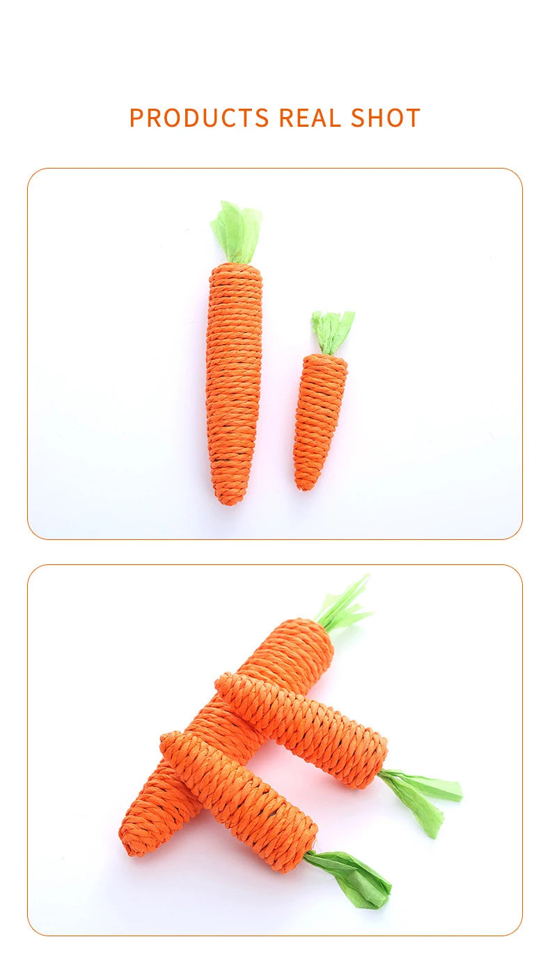 Carrot Cat Chew Toy - Interactive Wood & Paper Scratching Toy for Cat
