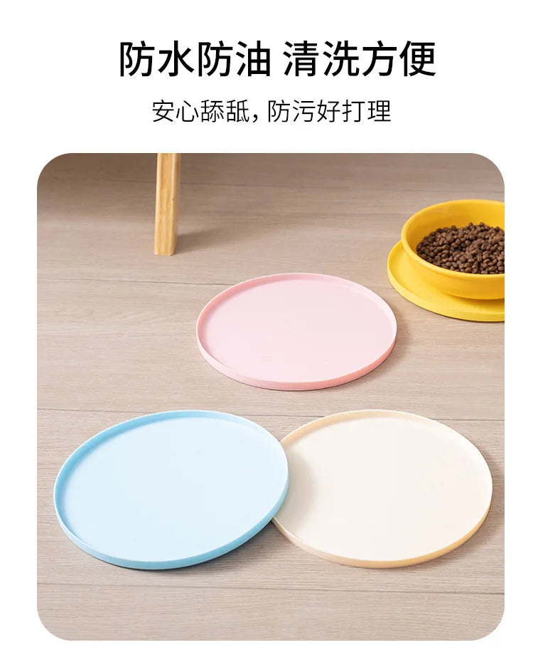 Round Pet Placemat - Non-Slip Rubber Bowl Mat for Dogs & Cats