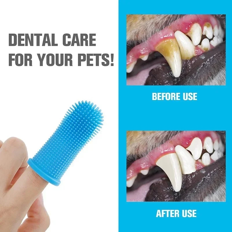 Silicone Finger Pet Toothbrush - 360° Dental Care Toothbrush for Dogs & Cats